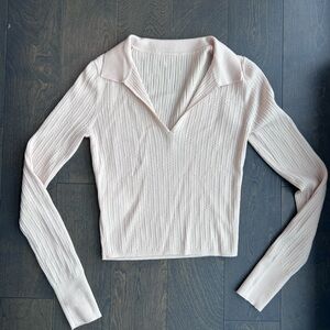 lululemon athletica Cream Ribbed Long Sleeve Top